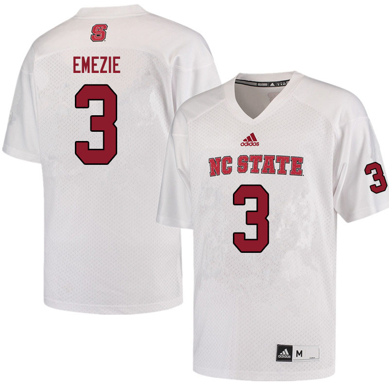 Men #3 Emeka Emezie NC State Wolfpack College Football Jerseys Sale-White